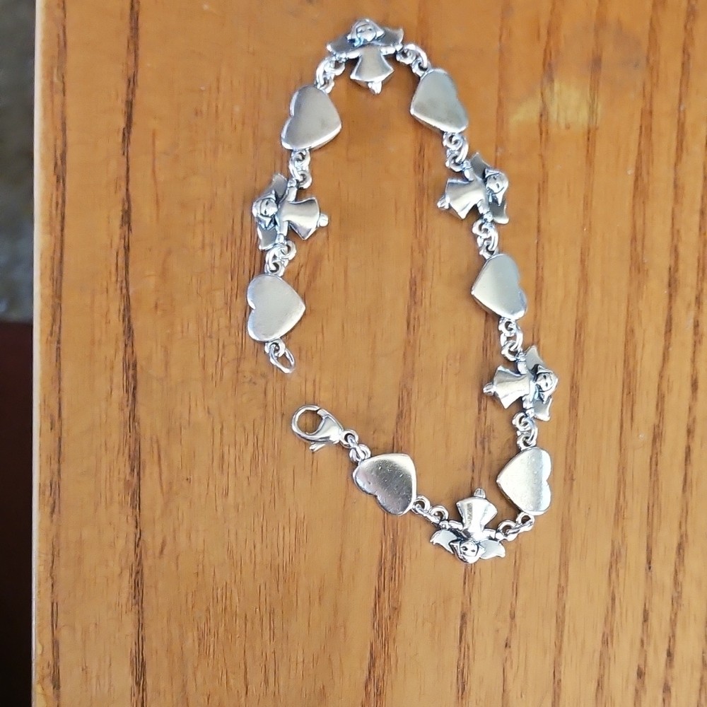 RETIRED: James Avery Silver Heart and Angel Bracelet